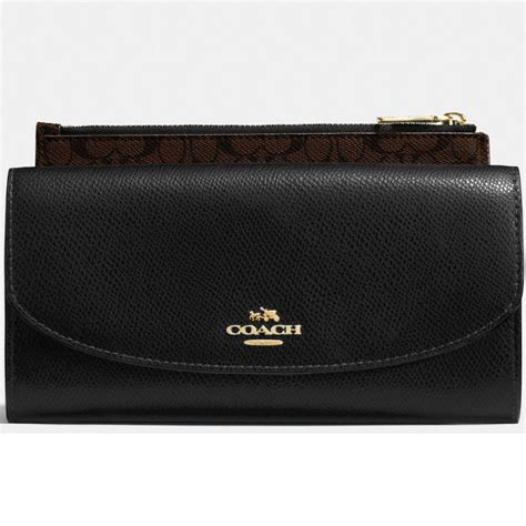 Black Leather Envelope Wallet .